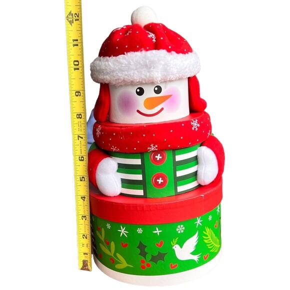Mrs. Fields Stacking Tower EMPTY Gift Boxes Set Snowman 3 Tier Christmas Winter - Picture 10 of 11